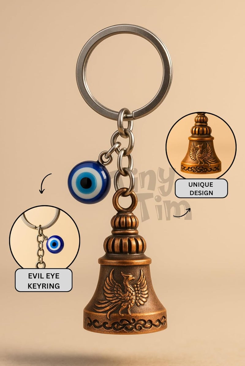 Tiny Tim Store Guardian Bell with Evil Eye Charm – Protective Motorcycle & Car Accessory – Tibetan-Inspired Design – Wards Off Negative Energy – Ideal Gift for Bikers & Travelers - Image 4