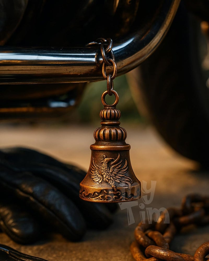 Tiny Tim Store Guardian Bell with Evil Eye Charm – Protective Motorcycle & Car Accessory – Tibetan-Inspired Design – Wards Off Negative Energy – Ideal Gift for Bikers & Travelers - Image 3