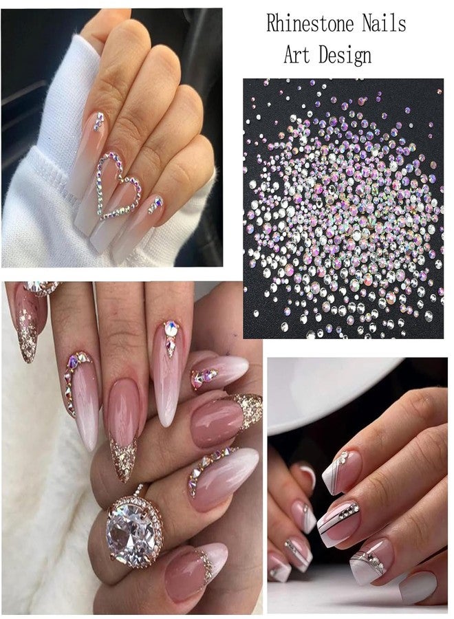 SEMATA Nail Art Charms Cream Flatback Nail Pearls Clearl AB Nails Gems Rhinestones Mixed Size 0.03-0.18in Nails Design Decoration for Women Manicure DIY - Image 3