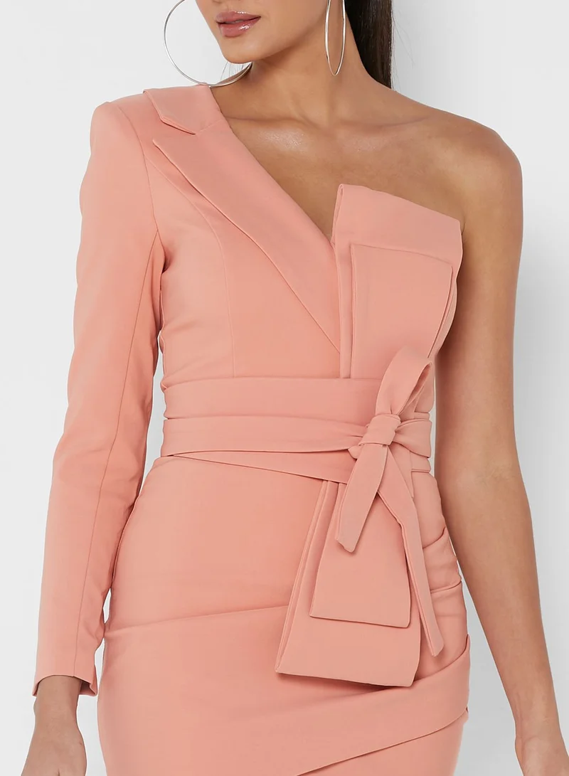 lavish alice One Shoulder Bow Detail Wrap Dress