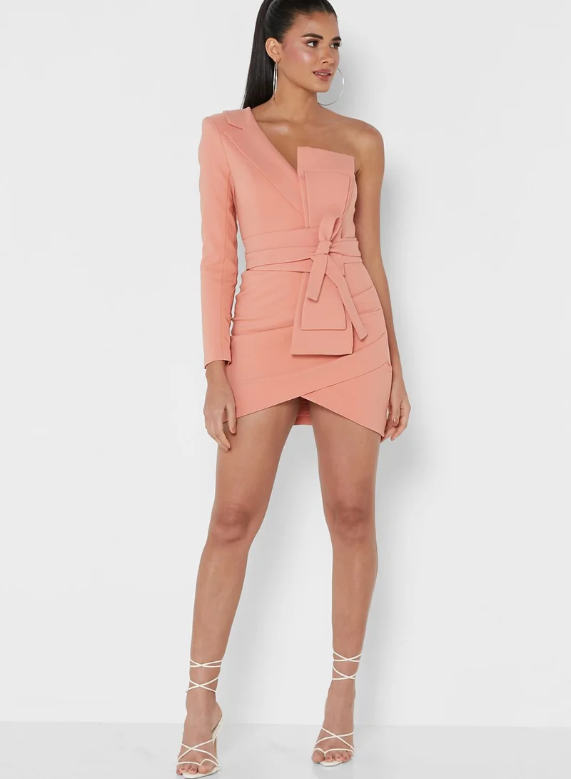 lavish alice One Shoulder Bow Detail Wrap Dress