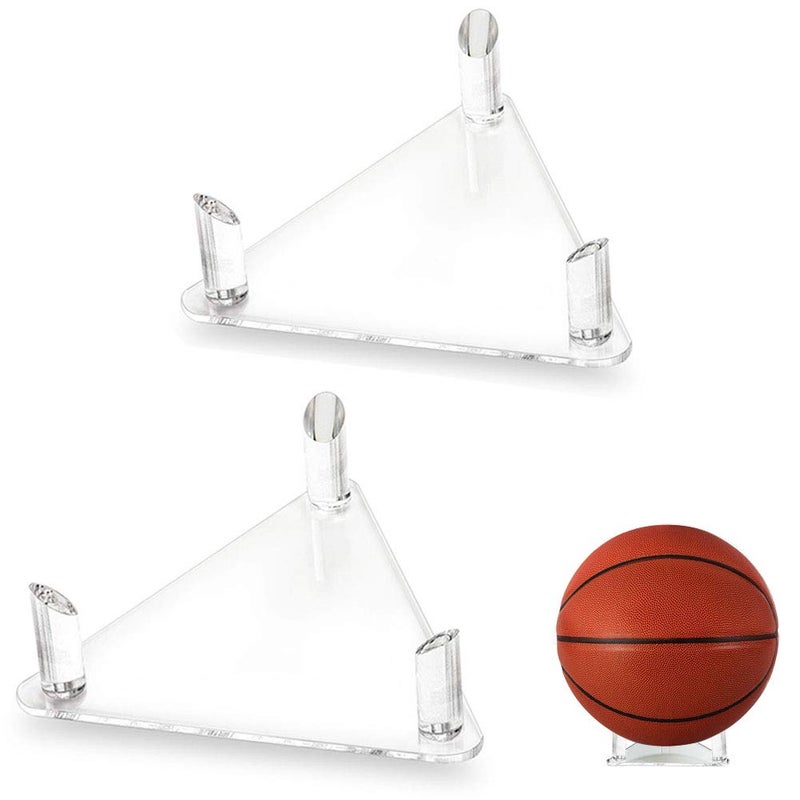 Tasybox Acrylic Ball Stand Holder, Sports Ball Storage Display Rack for Basketball Football Volleyball Soccer Rugby Balls 2 Pack Clear - Image 1