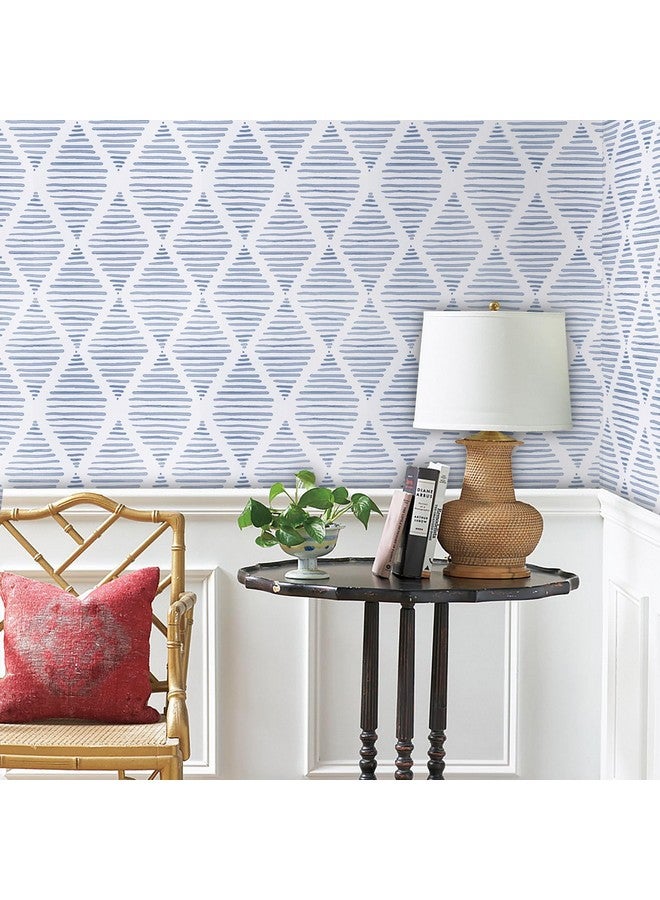 WENMER Geometric Peel And Stick Wallpaper 17.3” X 118” Striped Wallpaper Blue And White Contact Paper Geometric Wallpaper Self Adhesive Removable Stripe Wallpaper For Restroom Bedroom - Image 2