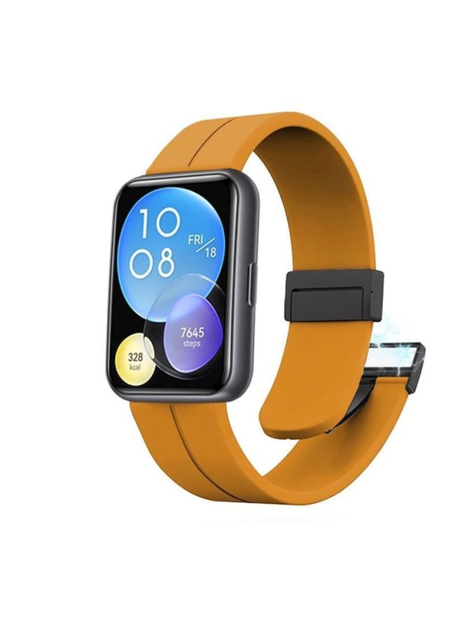لساعة huawei WatchFit2 Watchband Fit3 ساعة سيليكون معدنية بإبزيم مغناطيسي بديل معصمه موضة جديدة - اللون: أحمر دافئ - ينطبق على: لموصلات huawei Fit3 Series السوداء - Image 1