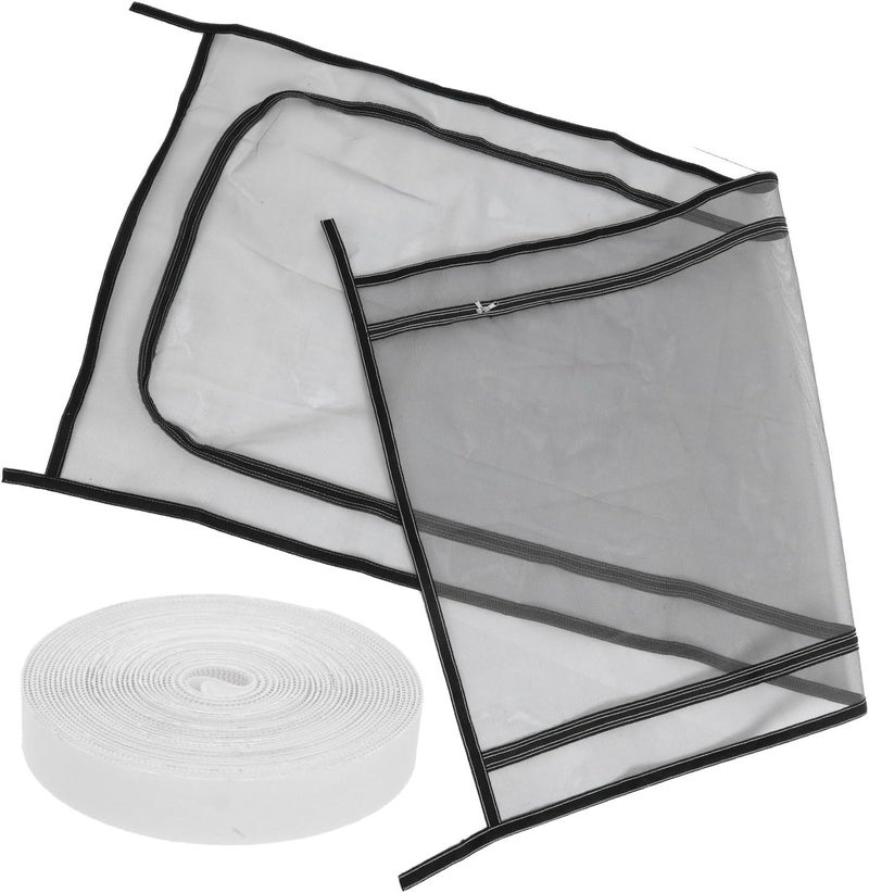 Pet Screen Door Zipper Cat Mesh Screen Door Heavy Duty Gray Mesh with Black Trim 90x210cm for Small Animals Indoor Use - Image 1