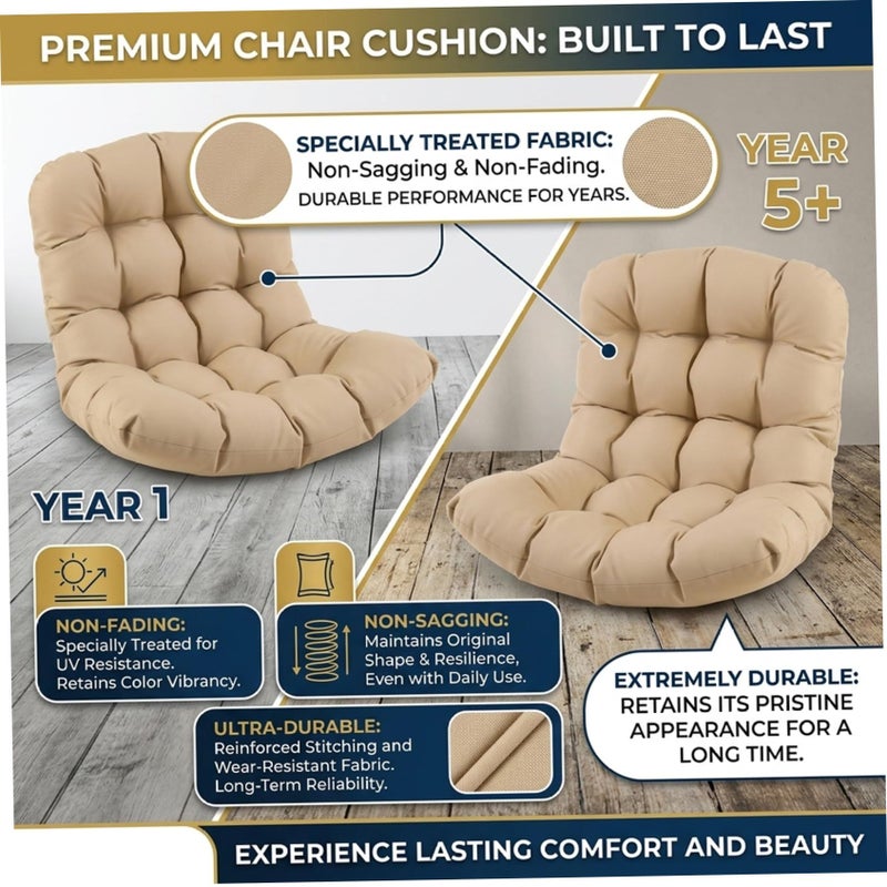 Water Resistant Egg Chair Cushion Replacement Hanging Chair Cushion With Thick Padding For Patio Balcony Garden Swing Chairs Khaki - Image 4