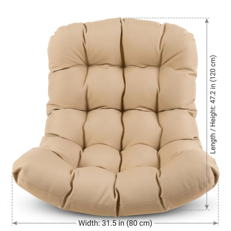 Water Resistant Egg Chair Cushion Replacement Hanging Chair Cushion With Thick Padding For Patio Balcony Garden Swing Chairs Khaki - Image 5