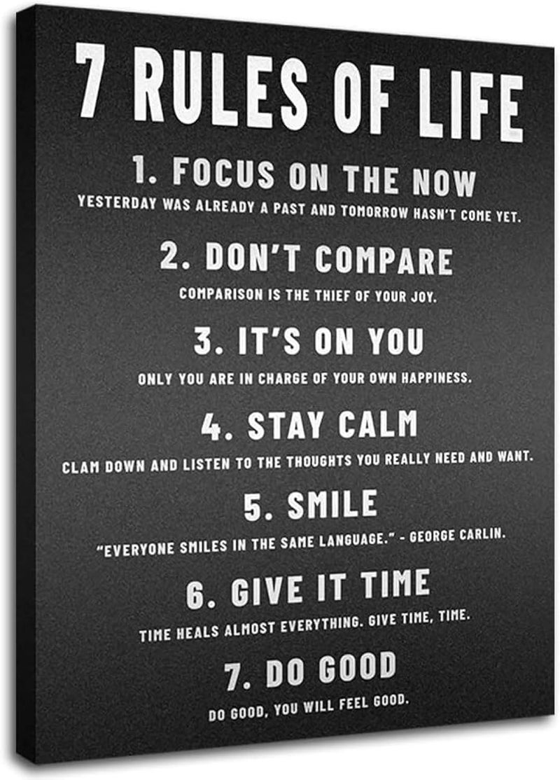 BPA ® 7 Rules of Life Motivational Posters Wall Art for Bedroom Black Art Paintings African American Wall Art - Image 1