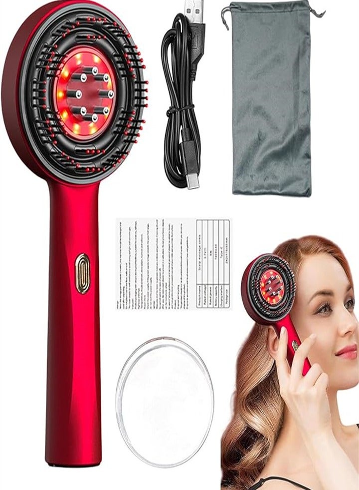 مشط كهربائي جديد، علاج بالضوء الأحمر الاهتزازي، فرشاة نمو الشعر وفروة الرأس، جهاز تدليك سائل مضاد لتساقط الشعر - Image 1