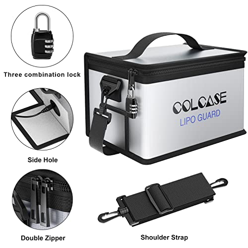 COLCASE Lipo Safe Bag - Fireproof & Explosionproof, Combination Lock, Upgraded Silicone Coated, 11 x 8 x 6.5 in - Image 2