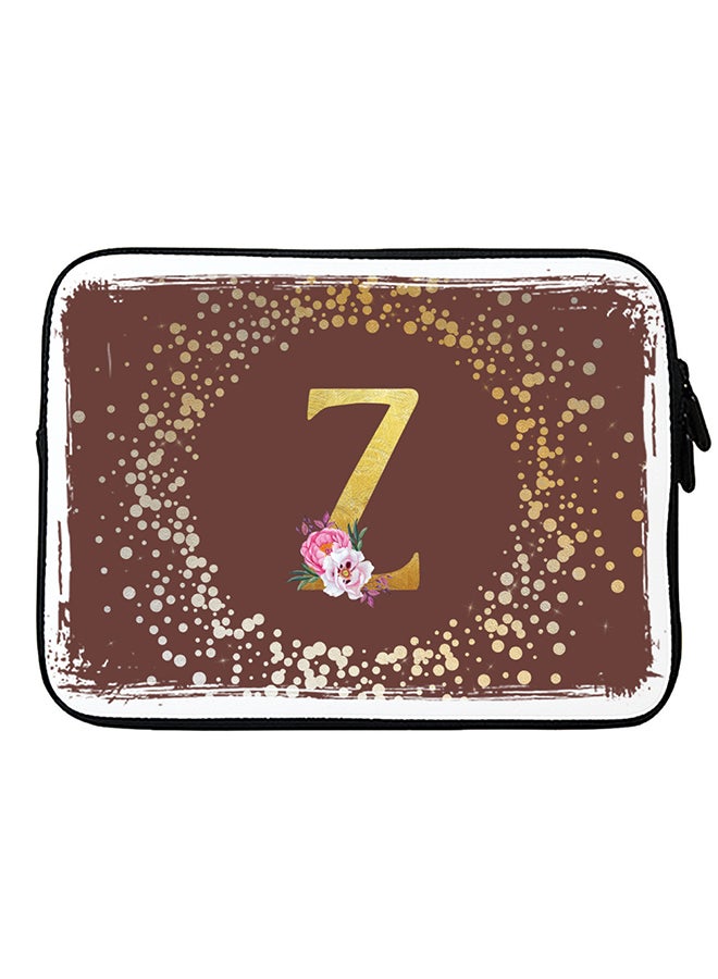 Stylizedd Laptop Sleeve Bag for Macbook 13, 14, 15, 16 inch- Custom Monogram Initial Letter Floral Pattern Alphabet - Z  (Brown)  - Image 1