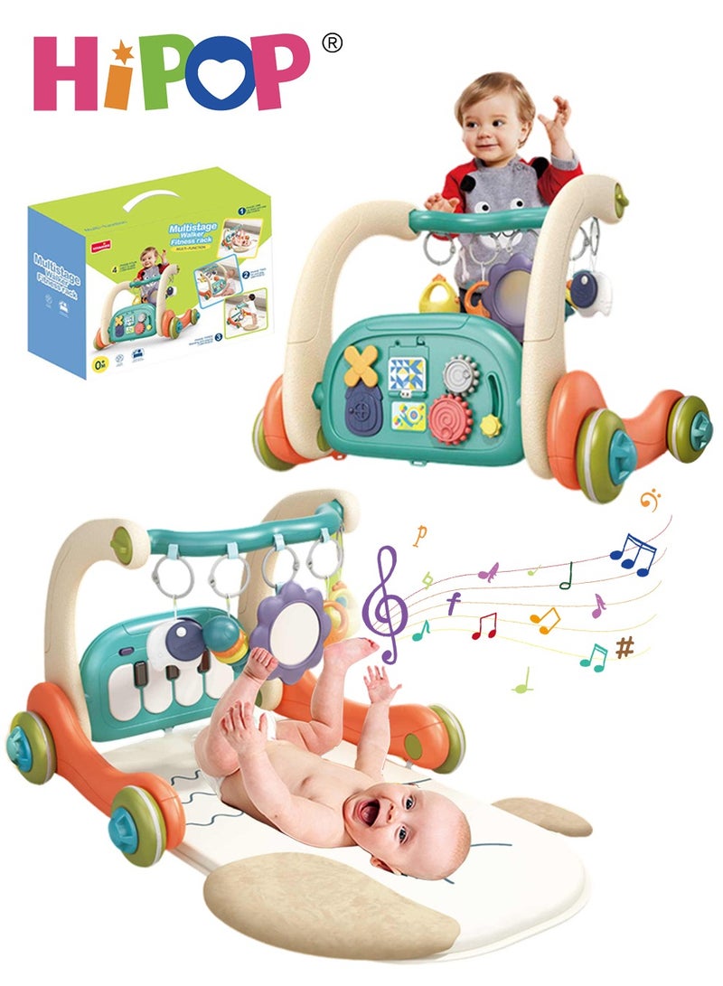 HIPOP 2 In 1 Baby Gym Play Mats,Baby Toys Kick and Play Piano Gym Activity Center For Infants,Baby Walker Fitness Rack - Image 1