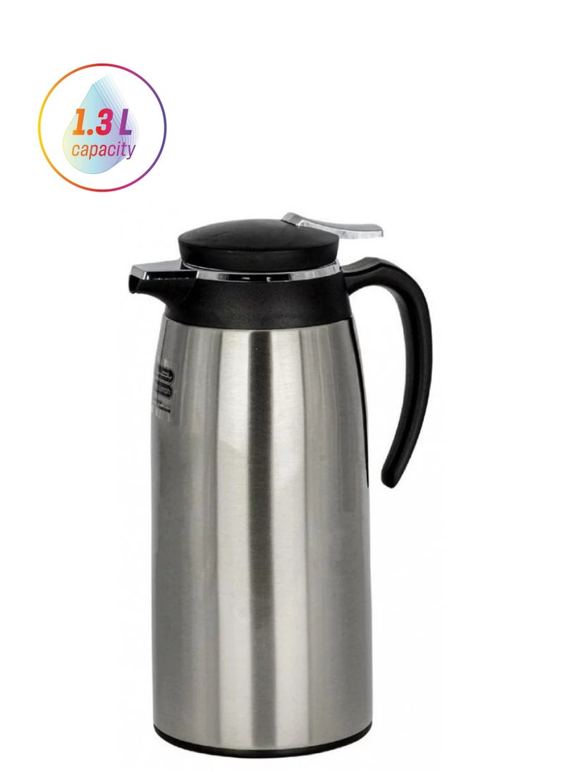 BASURRAH Silver Stainless Steel Tea and Coffee Thermos Flask - Long Lasting Heat Insulation 