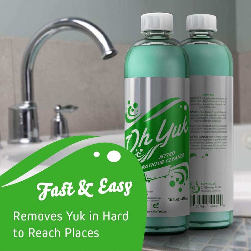 Oh Yuk Jetted Bathtub Cleaner for Jet Tubs, Whirlpools, The Most Effective Jetted Tub Cleaner, Septic Safe | Two 16 Ounce Bottles! - Image 3