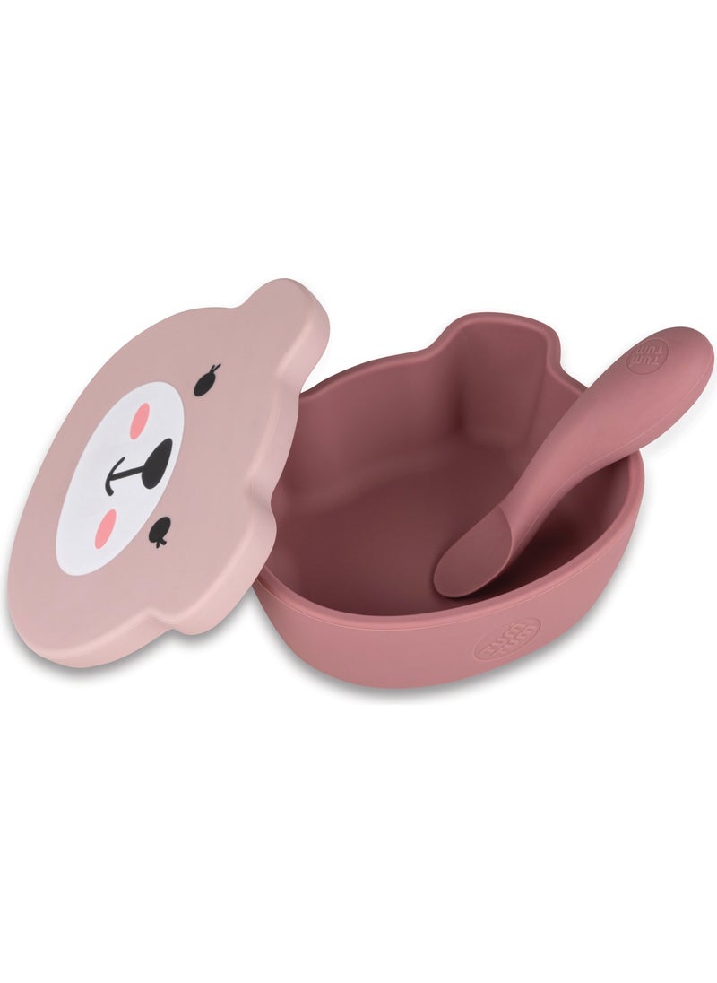 TUM TUM Tumtum Silicone Exercise Cup / Vacuum Food Bowl / Boxed Food Spoon and Fork Set Betsy Bear  - Image 3