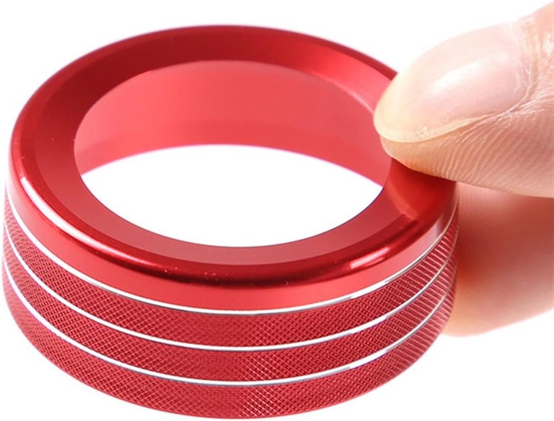QASULER Aluminum Alloy Car Interior Knob Trim Cover - Red - Image 4
