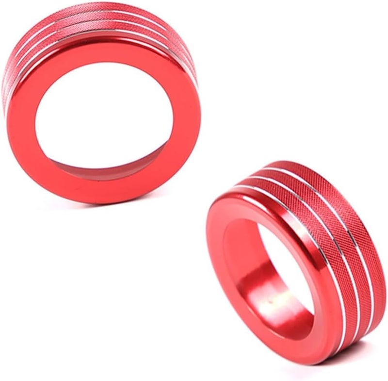 QASULER Aluminum Alloy Car Interior Knob Trim Cover - Red - Image 1