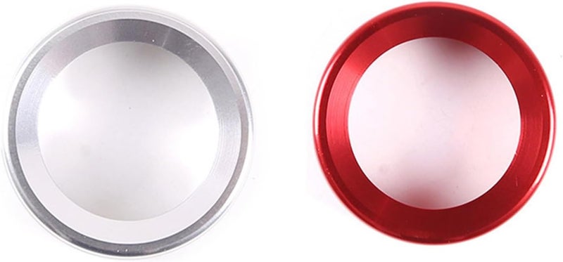 QASULER Aluminum Alloy Car Interior Knob Trim Cover - Red - Image 5