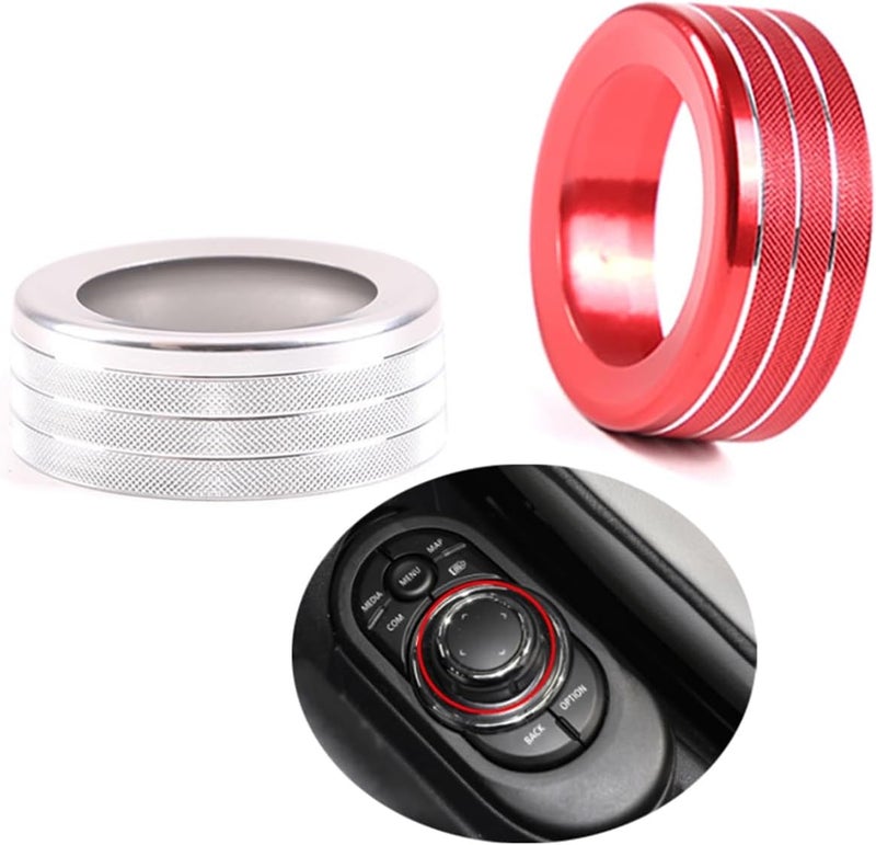 QASULER Aluminum Alloy Car Interior Knob Trim Cover - Red - Image 3