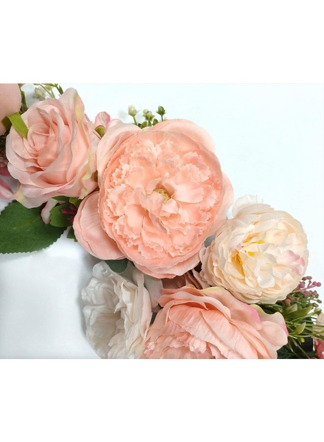 OrgMemory Wedding Arch Flowers, Artificial Floral Swags, 25" Decorative Swag, Welcome Sign Flowers, Artificial Flower Swag for Door Wedding Party Wall Home Decor (Peach) - Image 4