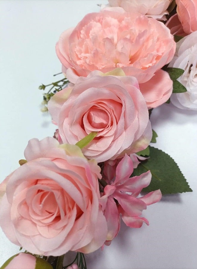 OrgMemory Wedding Arch Flowers, Artificial Floral Swags, 25" Decorative Swag, Welcome Sign Flowers, Artificial Flower Swag for Door Wedding Party Wall Home Decor (Peach) - Image 3