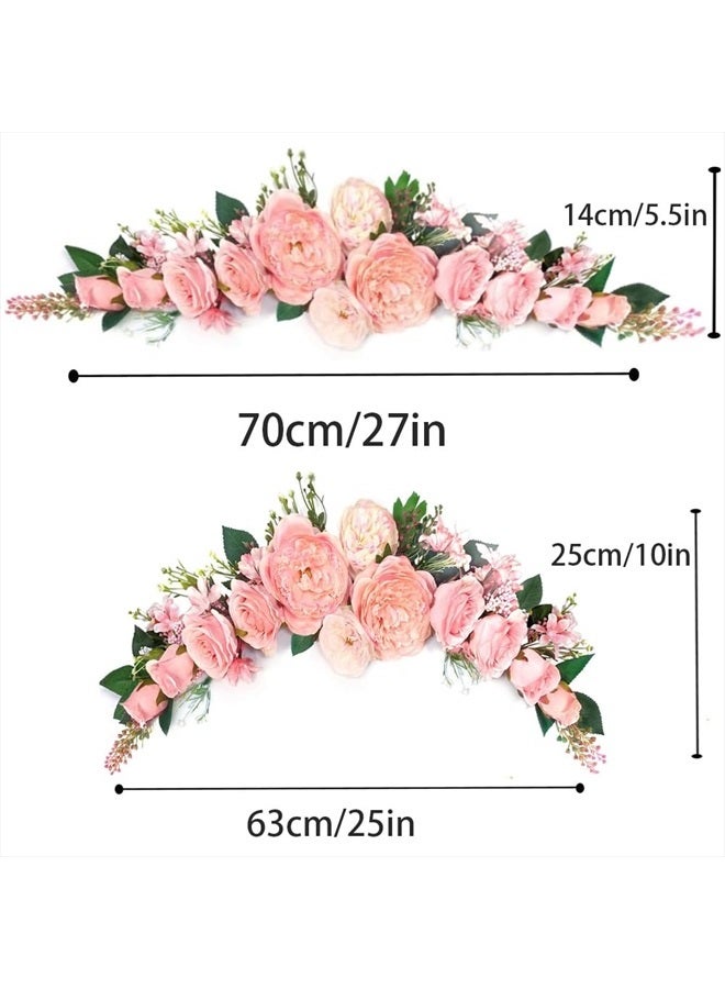 OrgMemory Wedding Arch Flowers, Artificial Floral Swags, 25" Decorative Swag, Welcome Sign Flowers, Artificial Flower Swag for Door Wedding Party Wall Home Decor (Peach) - Image 2