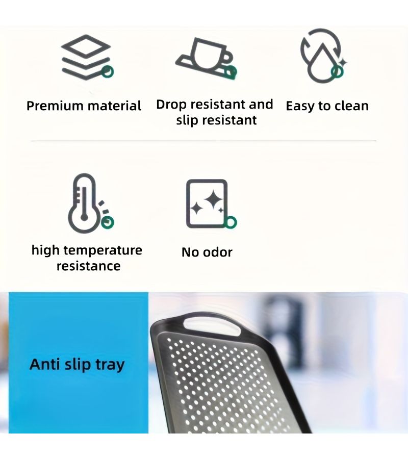 Large Non-Slip Handle Serving Tray Black Rectangular Suitable For Breakfast Dinner Snacks Fruits Appetizers Drinks Dishwasher Safe - Image 5