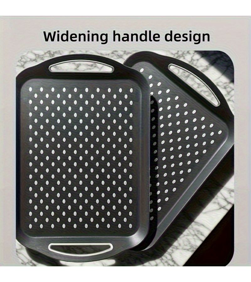 Large Non-Slip Handle Serving Tray Black Rectangular Suitable For Breakfast Dinner Snacks Fruits Appetizers Drinks Dishwasher Safe - Image 4