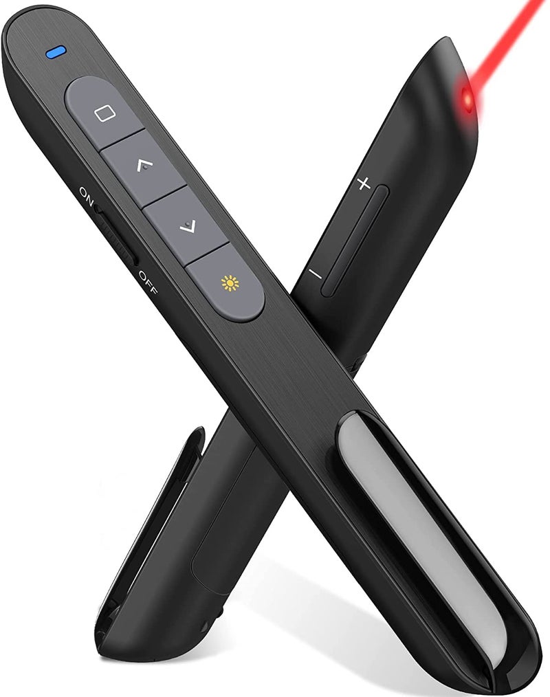 rts 2024 Wireless Presenter Pointer for Presentation Slide Changer Laser Pointer PPT RF 2.4GHz Hyperlink & Volume Remote Control PowerPoint Office Presentation Clicker for Keynote/PPT/Mac/PC/Laptop - Image 1