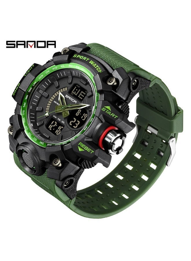 Sanda 3132 Fashionable And Cool Watch Men'S Outdoor Swimming Sports Waterproof Watch Junior High School Students Multi-Functional Dual Display Electronic Watch - Image 1