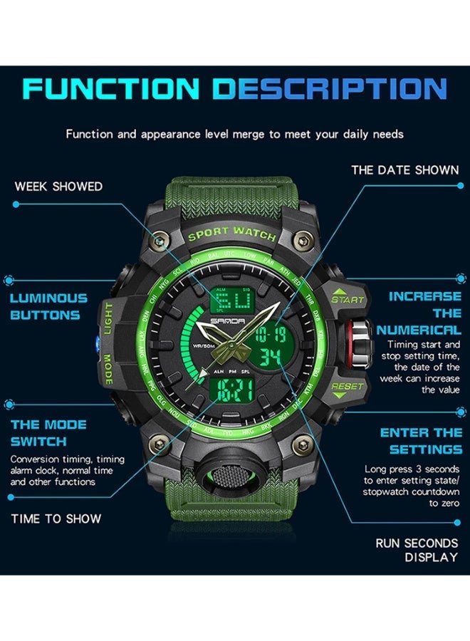 Sanda 3132 Fashionable And Cool Watch Men'S Outdoor Swimming Sports Waterproof Watch Junior High School Students Multi-Functional Dual Display Electronic Watch - Image 5