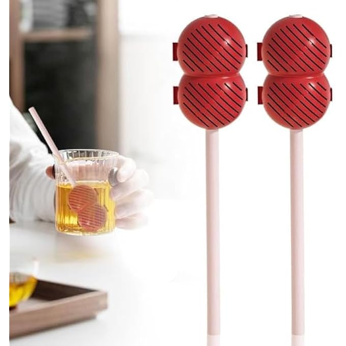 Excefore 2Pcs Cute Long Handle Tea Strainer Loose Leaf Tea Steeper Lollipop Shape Reusable Mesh Tea Spacer Silicone Safe Material Tea Ball Steeper For Mugs And Teapots Tea Accessories - Image 1