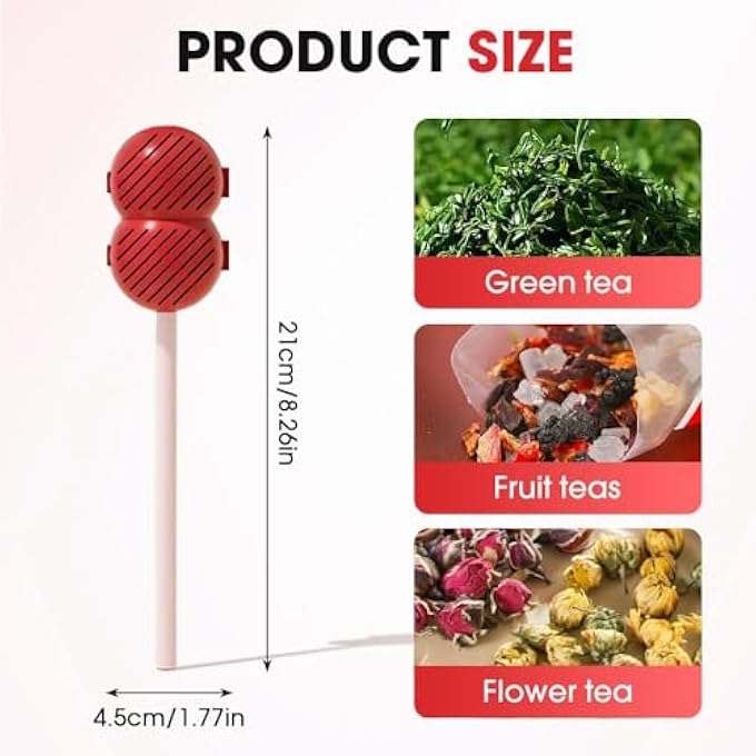 Excefore 2Pcs Cute Long Handle Tea Strainer Loose Leaf Tea Steeper Lollipop Shape Reusable Mesh Tea Spacer Silicone Safe Material Tea Ball Steeper For Mugs And Teapots Tea Accessories - Image 4