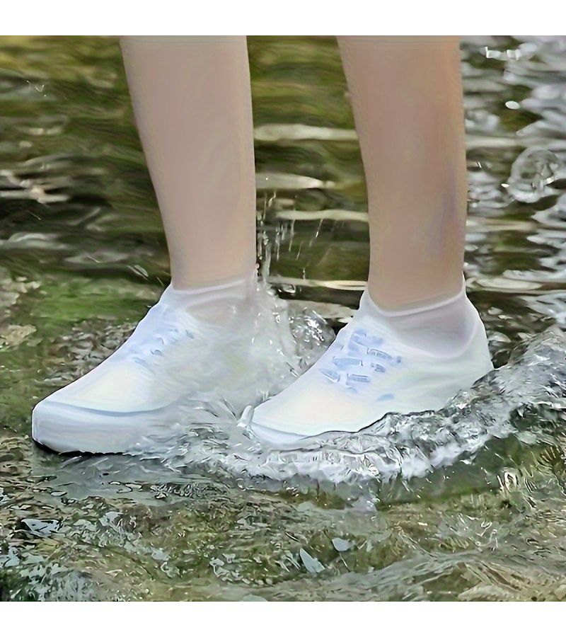 6 Pcs Blue Silicone Shoe Cover Waterproof Non Slip Rain Gear Transparent Design Easy Clean All Weather Foot Protection for Outdoor Activities Hiking Wet Conditions M34 39 - Image 3
