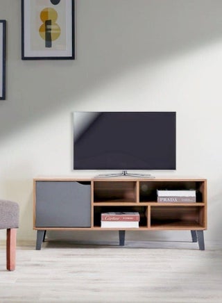 Modern TV Unit with Open Shelves and Cabinet Door – Walnut Look 120cm x 49cm x 40cm - pzsku/Z4A0C59785B2FF909646FZ/45/1749895057/077ddddb-1e97-4166-bad6-d4f1cc5ee88f