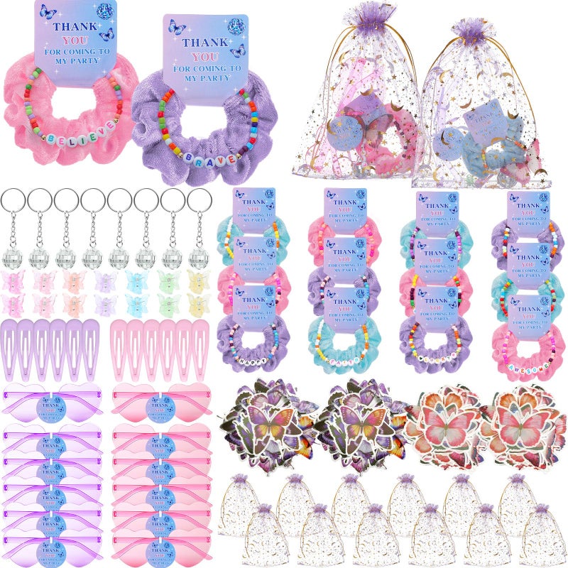 Hoteam 184 Pcs Kpop Theme Party Supplies Popular Singer Favors Friendship Bead Bracelets Velvet Hair Scrunchies Disco Keychain Heart Sunglasses Clips Butterfly Stickers Gift Bags for Fans Y2k Party - Image 1