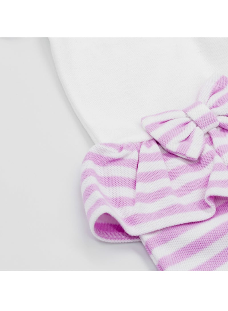 Moon بدلة نوم MOON 100% قطن مزودة بأقدام 1-3 أشهر وردي - خطوط وردية - Image 3