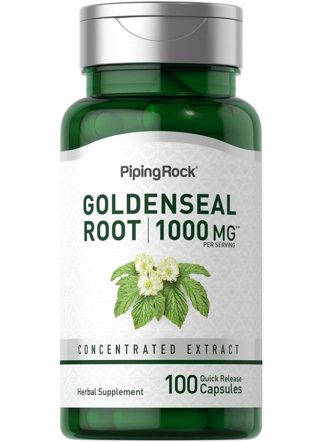 Piping Rock - Goldenseal Root Capsules 1000Mg  100 Capsules  Herbal Supplement  Concentrated Extract  Nongmo Gluten Free - Image 1
