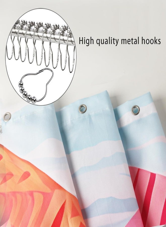 She Love Colorful Landscape Mountain Shower Curtain Nature Abstact Forest Lake Watercolor Art Painting Green Shower Curtains with Metal Hooks 72x72 Inch Waterproof Polyester Bathroom Curtain - Image 4