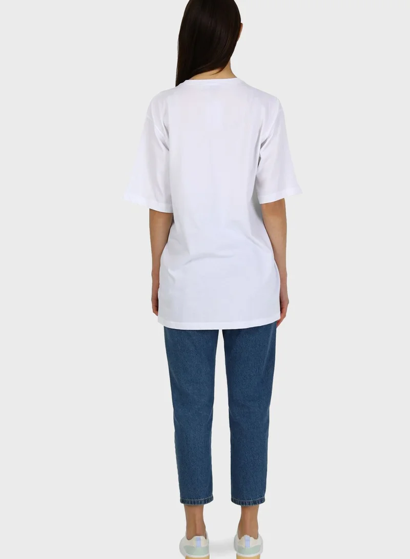 Benin by modanisa Oversize Round Neck T-Shirt