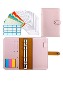 SYOSI A6 Budget Binder PU Leather Cover with 12PCS A6 Binder Pockets Loose Leaf Bags 6 Ring Binder Cash Zipper Pouches Label Stickers Refillable Budget Envelopes System  - Image 1
