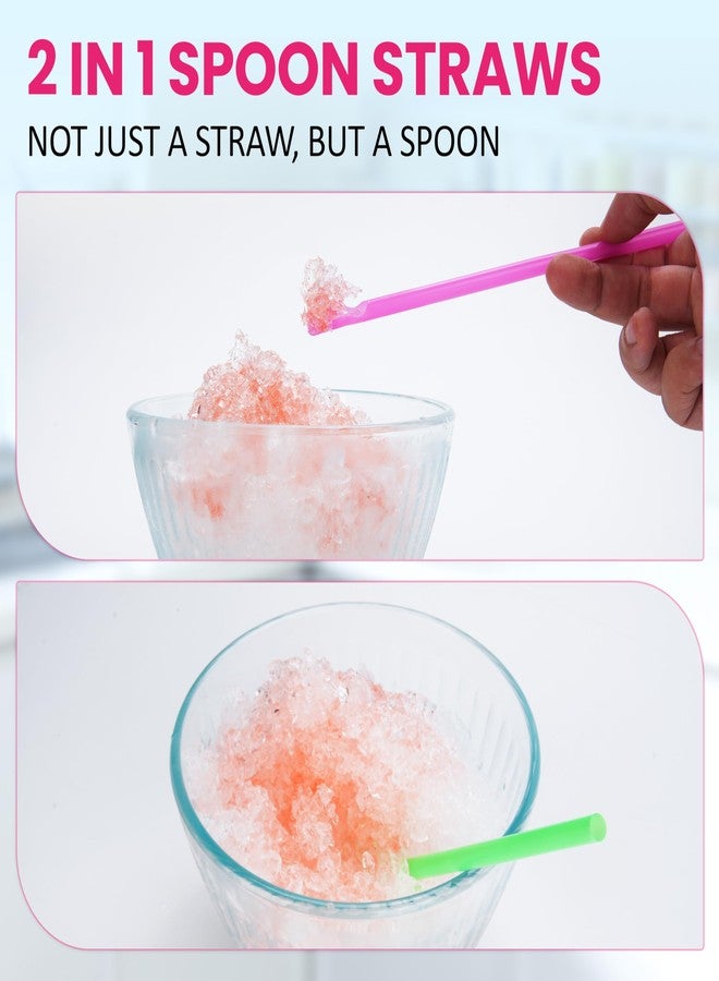 LUVCOSY Disposable Snow Cone Cups and Straws Set | 50-Pack Shaved Ice Cups -Biodegradable CornStarch| 100-Pack Colorful Plastic Spoon Straws | 4oz Ice Cream Party Supplies & Accessories - Image 4