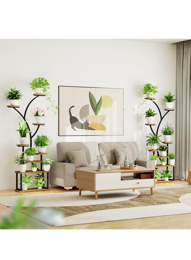 إن كي أكس حامل زهور مع أرفف لغرفة المعيشة وشرفة من الأرض إلى الأرض ورف من الحديد المطاوع مع حامل متعدد الطبقات لأصيص الزهور للزراعة - Image 2