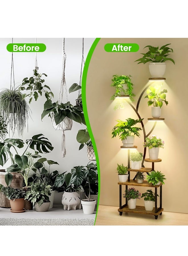 إن كي أكس حامل زهور مع أرفف لغرفة المعيشة وشرفة من الأرض إلى الأرض ورف من الحديد المطاوع مع حامل متعدد الطبقات لأصيص الزهور للزراعة - Image 5