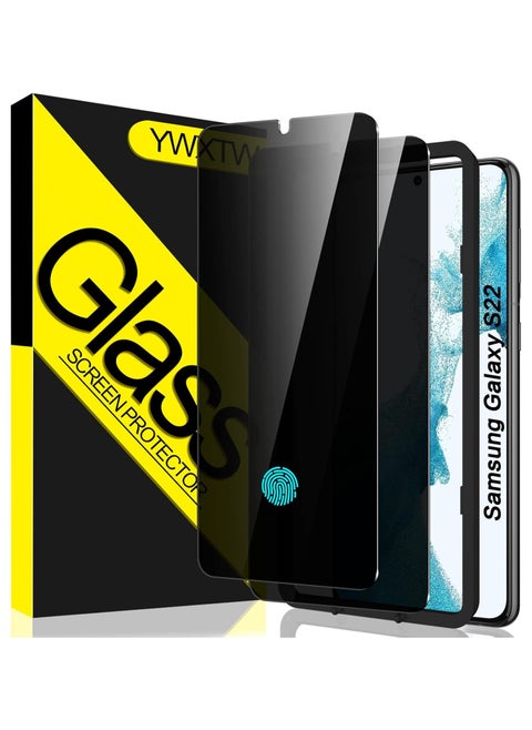[2 Pack] Designed for Samsung Galaxy S22 6.1” Privacy Screen Protector, [Support Fingerprint Unlock] Anti-Spy 9H Hardness Tempered Glass Film, Anti-Scratch Bubble Free with Easy Install Frame