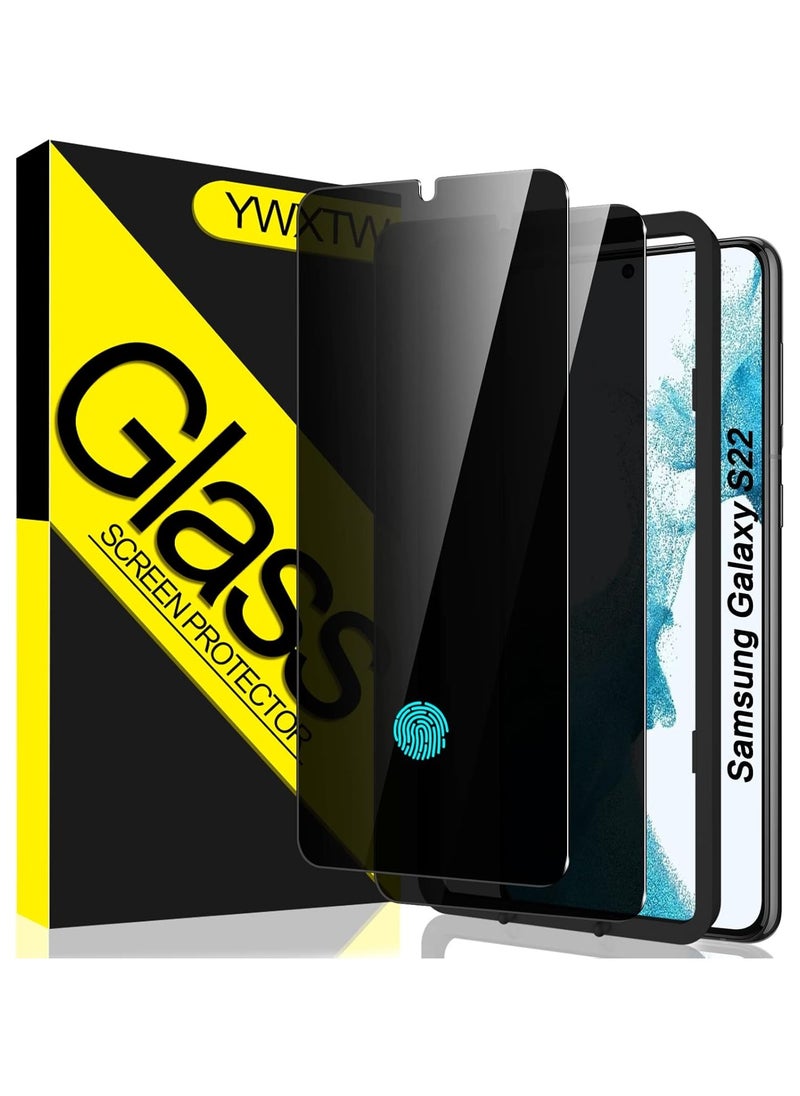 FARROBIZZ - [2 Pack] Designed for Samsung Galaxy S22 6.1” Privacy Screen Protector, [Support Fingerprint Unlock] Anti-Spy 9H Hardness Tempered Glass Film, Anti-Scratch Bubble Free with Easy Install Frame - Image 1