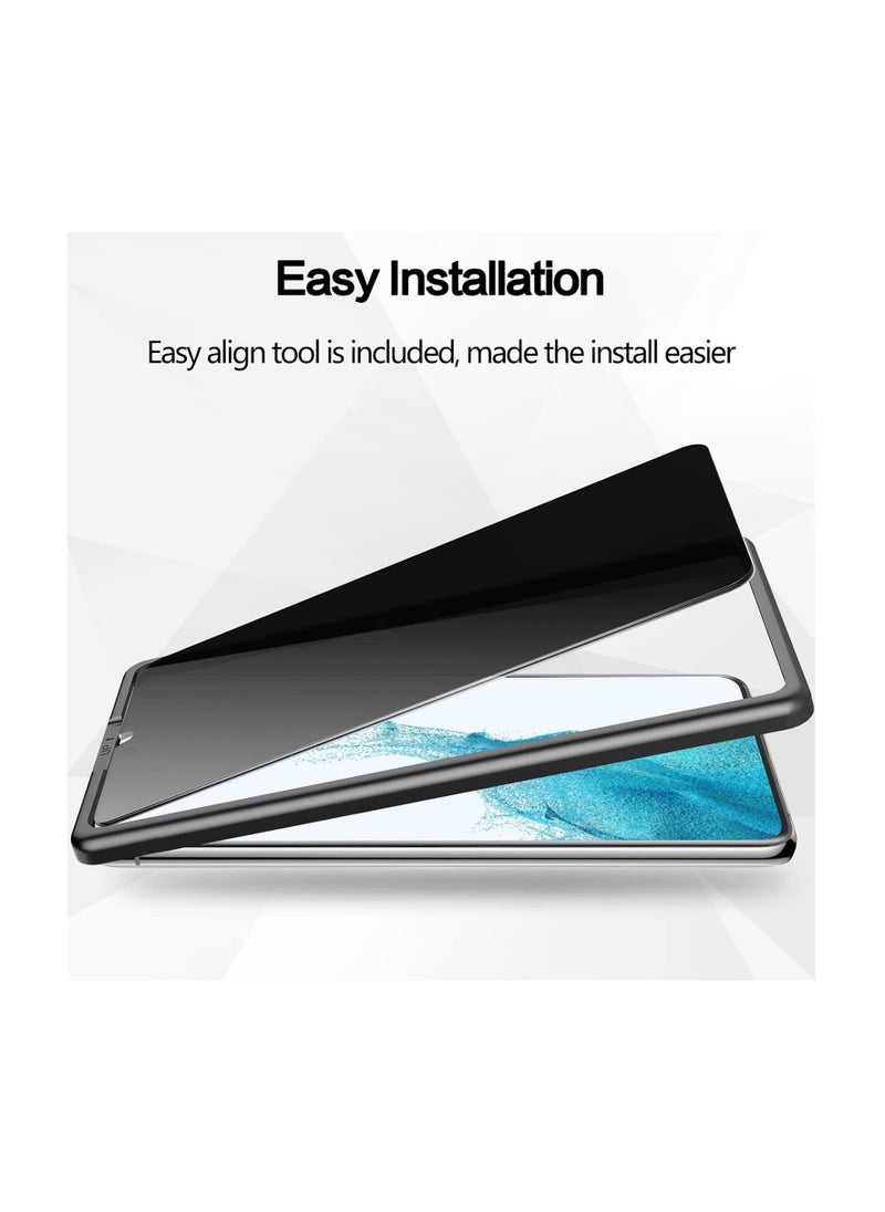 FARROBIZZ - [2 Pack] Designed for Samsung Galaxy S22 6.1” Privacy Screen Protector, [Support Fingerprint Unlock] Anti-Spy 9H Hardness Tempered Glass Film, Anti-Scratch Bubble Free with Easy Install Frame - Image 1