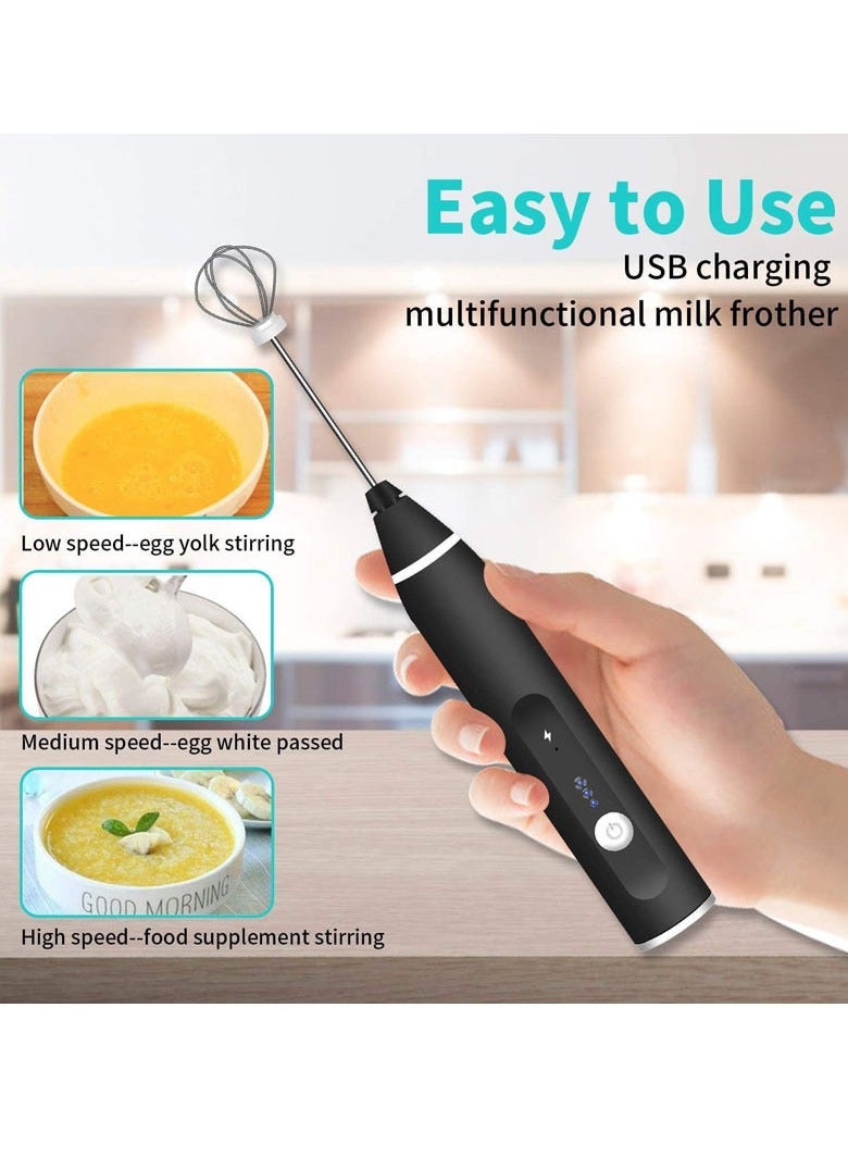 أدوات المطبخ خافق البيض الكهربائية المنزلية الصغيرة الكهربائية خافق البيض خلاط الحليب Frother الحليب (أسود) - Image 3
