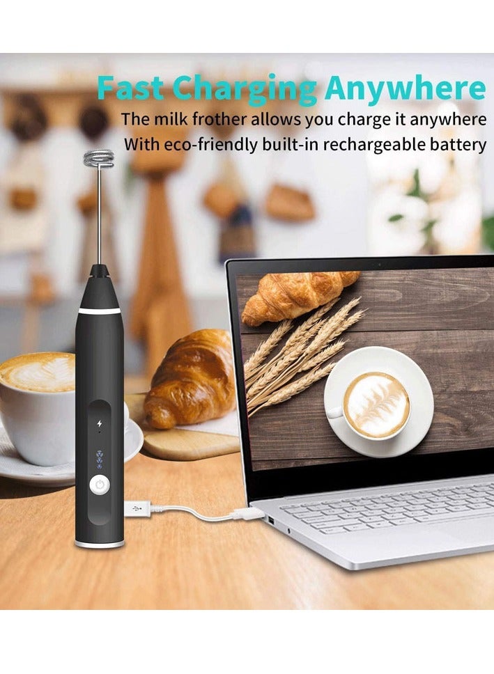 أدوات المطبخ خافق البيض الكهربائية المنزلية الصغيرة الكهربائية خافق البيض خلاط الحليب Frother الحليب (أسود) - Image 4