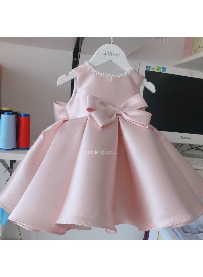 Baby Clothing One-year-old Dress For Girls Spring Morandi Pink Children's Birthday Festival Performance Dress Princess Dress